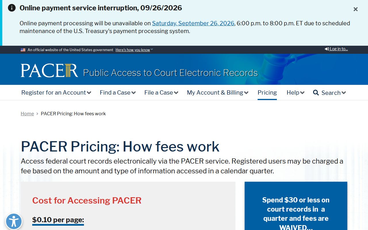 Michigan warrant records reference showing official PACER docket access and pricing information
